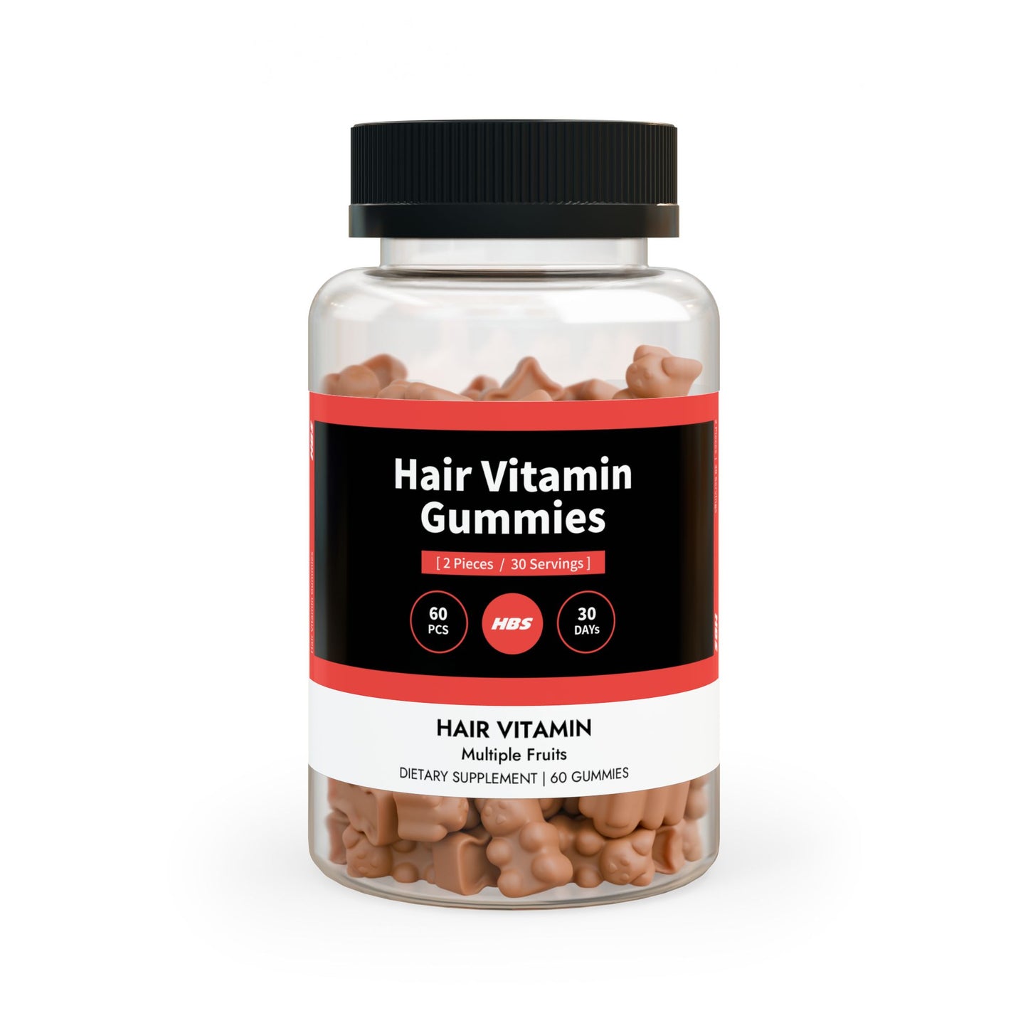 HBS, Hair Vitamin Gummies, Multiple Fruits (60 Gummies)