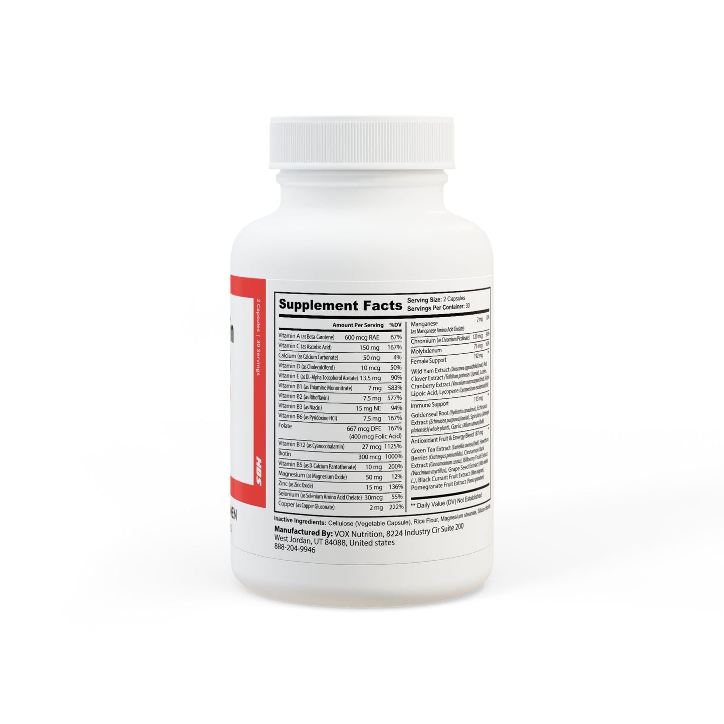 HBS, Multivitamin for Women Supplement (60 Vegetable Capsules)