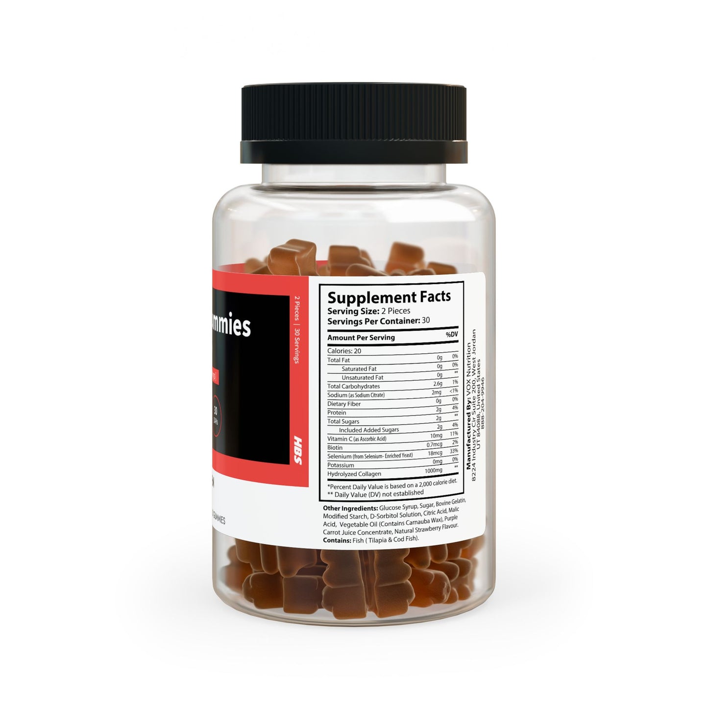 HBS, Collagen Gummies, Orange (60 Gummies)