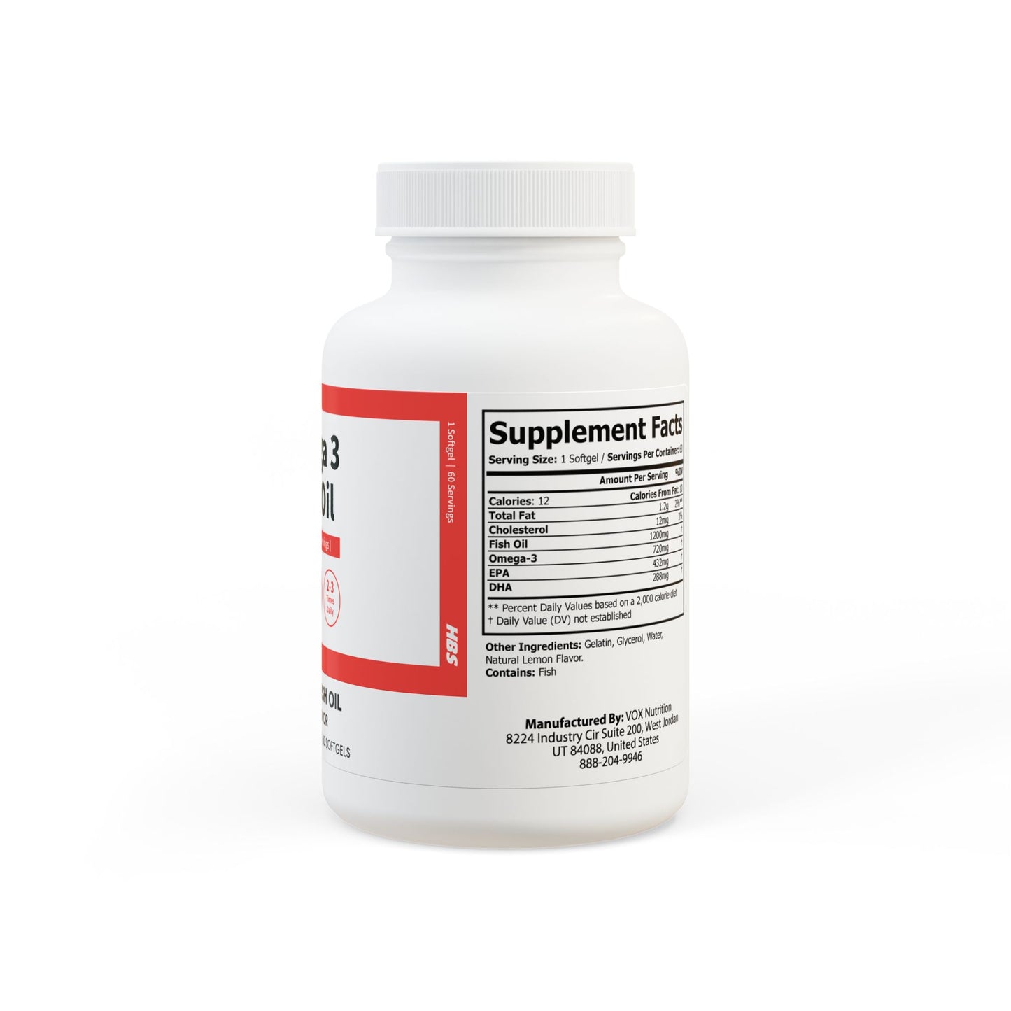 HBS, Omega 3 Fish Oil Supplement (60 Softgels)