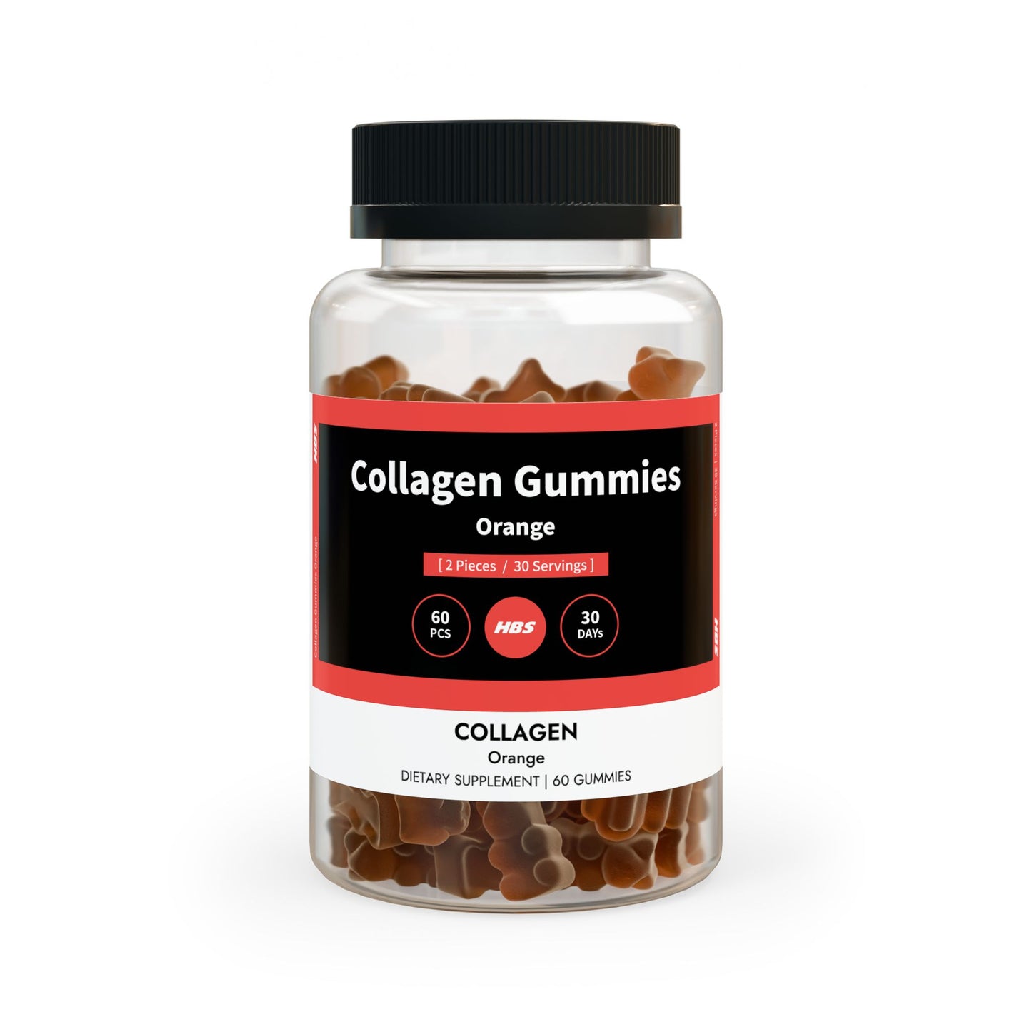 HBS, Collagen Gummies, Orange (60 Gummies)
