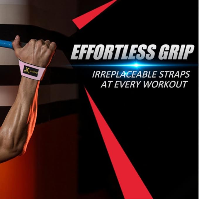 ihuan Wrist Straps for Weight Lifting - Lifting Straps for Weightlifting | Gym Wrist Wraps with Extra Hand Grips Support for Strength Training | Bodybuilding | Deadlifting