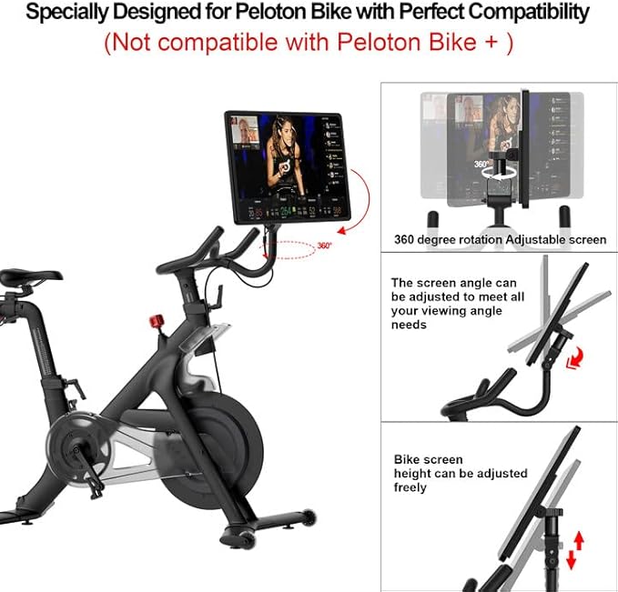 COOLWUFAN Peloton Screen Swivel Mount, 360° Upgraded Screen Rotate Monitor Adjuster for Peloton Bikes (Not Compatible with Peloton Bike+)