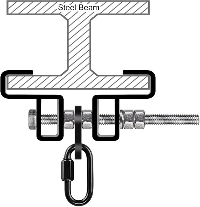 SELEWARE Heavy Duty Steel Beam Clamp, Heavy Bag Mount, Punching Bag Hanger Heavy Duty Holder for Boxing, Muay Thai and MMA Training (with Carabiner)