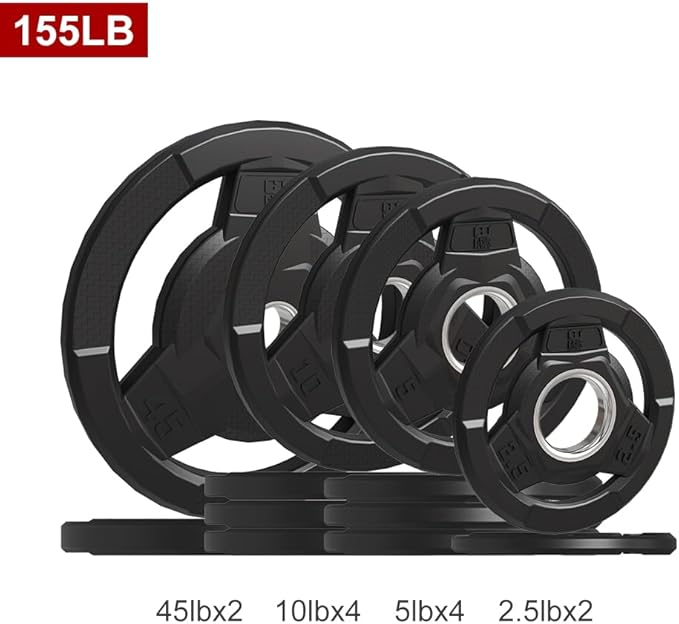 Weight Plate 2-Inch Rubber Coated Olympic Grip Plate 2.5/5/10/15/25/35/45 LB