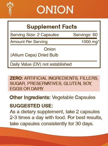 Secrets of the Tribe Onion 120 Capsules(2 pcs.), 1000 mg, Onion (Allium Cepa) Dried Bulb (2x120 Capsules)