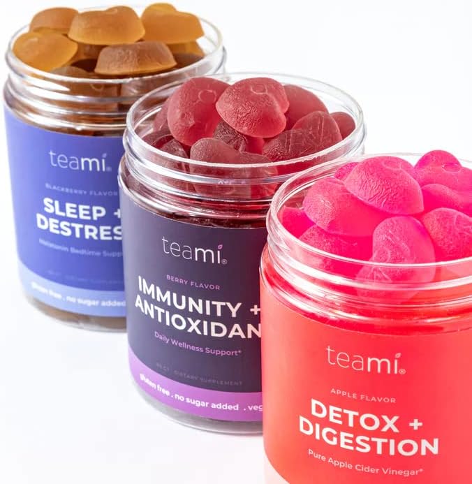 Teami Wellness Gummies Delicious Heart Shaped Gummies for a Balanced Belly, Immune Support and Relaxation Multivitamin Jelly Pack of 3