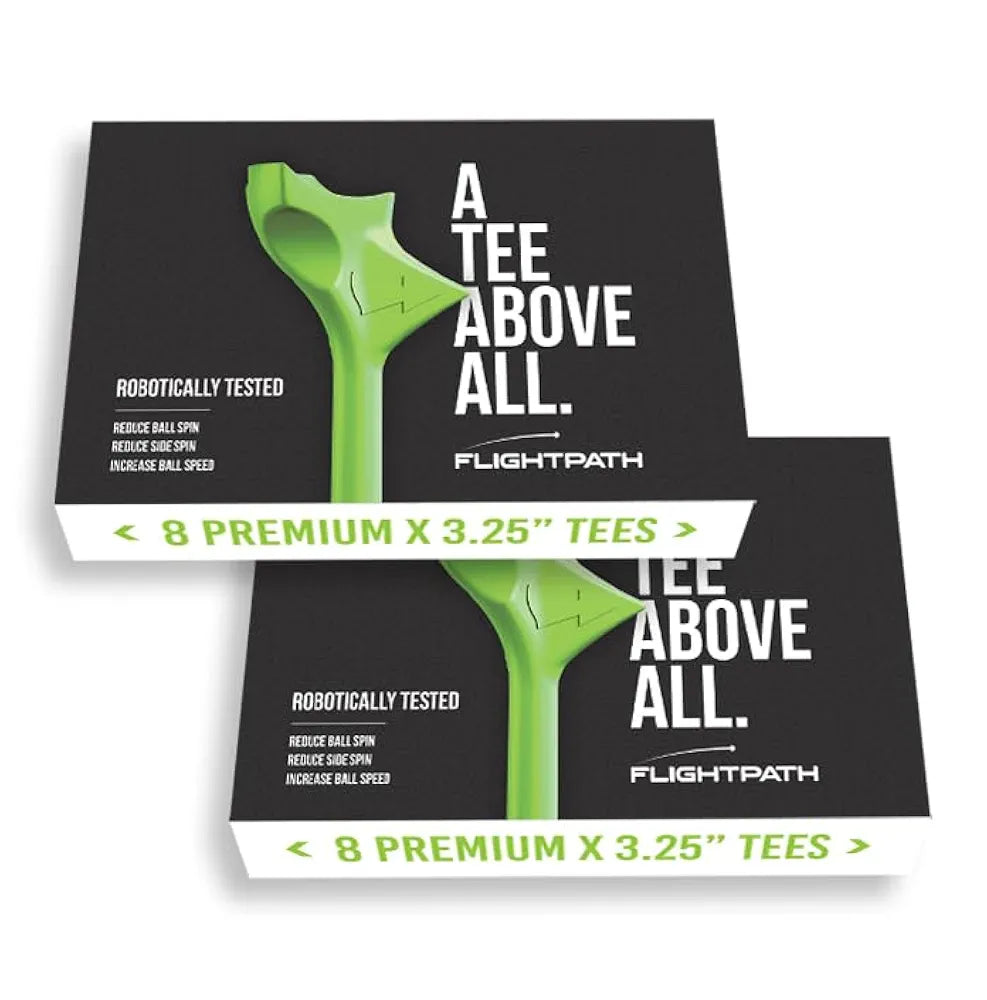 FLIGHTPATH Premium Golf Tees - 3.25" Durable Plastic Golf Tees Designed to Enhance Golf Shot Distance & Precision - Robotically Tested to Reduce Ball Spin - USGA Approved Golf Equipment