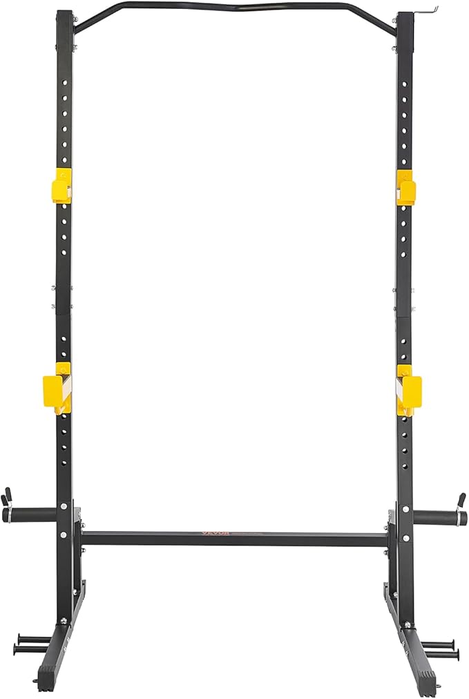 VEVOR Squat Stand - Multi-Functional Power Rack with Pull Up Bar, Hook, and Weight Plate Storage Attachment, Adjustable Power Rack Cage for Home Gym Equipment