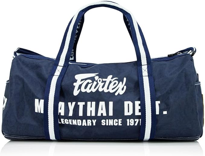 Fairtex BAG9 Retro Style Barrel Bag Thai Boxing Heavy Gym Bag Myay Thai MMA (Navy Blue)