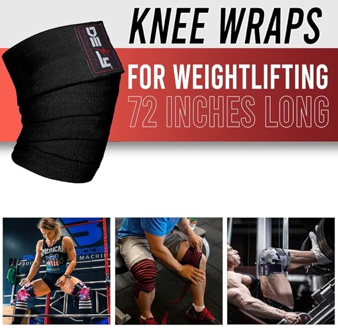 DEFY Sports' Knee Wraps for Weightlifting - Provides Knee Support for Powerlifting, Squats & Fitness Workouts
