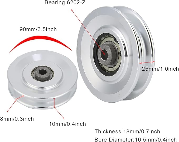 Gym Pulley Wheel, Aluminium Alloy Fitness Pulley Home Gym Attachments Part Exercise Strength Training Accessory Gym Fitness Equipment, for 10.5mm Bore Diameter
