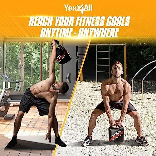 Yes4All Powder Coated Cast Iron Kettlebell Strength Training Kettlebells Weight Set for Full Body Workout, Home Gym