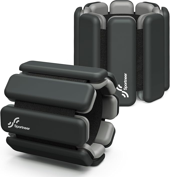 Sportneer Wrist Weights - 1 Pair (1 lb Each) | Adjustable Wearable Weights Silicone Wrist Bangles for Women | Yoga, Dance, Barre, Pilates, Zumba, Swimming, Cardio, Aerobics, Gym
