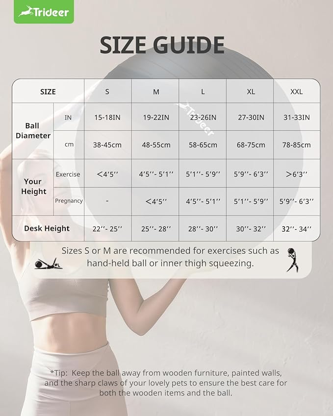Trideer Yoga Ball Exercise Ball for Working Out 5 Sizes