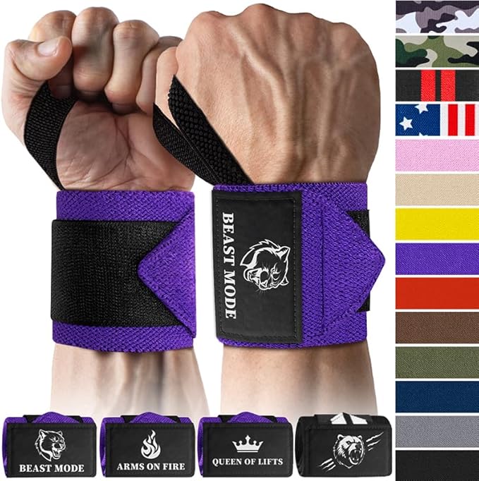 TECEUM Weightlifting 18" & 12" Wrist Wraps with Thumb Loop β Heavy Duty Wrist Workout Braces for Men and Women β Ideal for Powerlifting, Strength Training, Bodybuilding