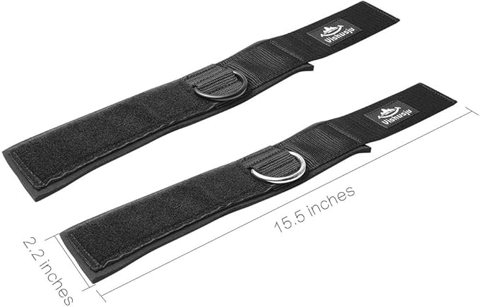Ankle Wrist Cuffs Neoprene Padded Straps D-Ring Glute Kickback for Cable Machines Legs Exercise Adjustable Fitness