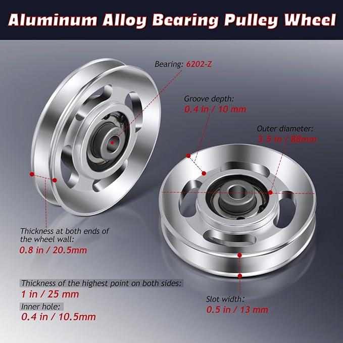 balacoo 6pcs Aluminum Alloy Tec Weight Lifting Accessories Gym Equipment Accessories Workout Equipment Accessories Exercise Pulley Ball Bearings Gym Replacement Parts