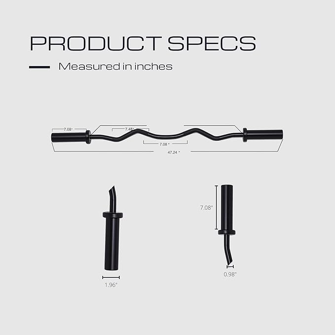 HulkFit 48 Inch EZ Curl Bar Barbell 2 Inch