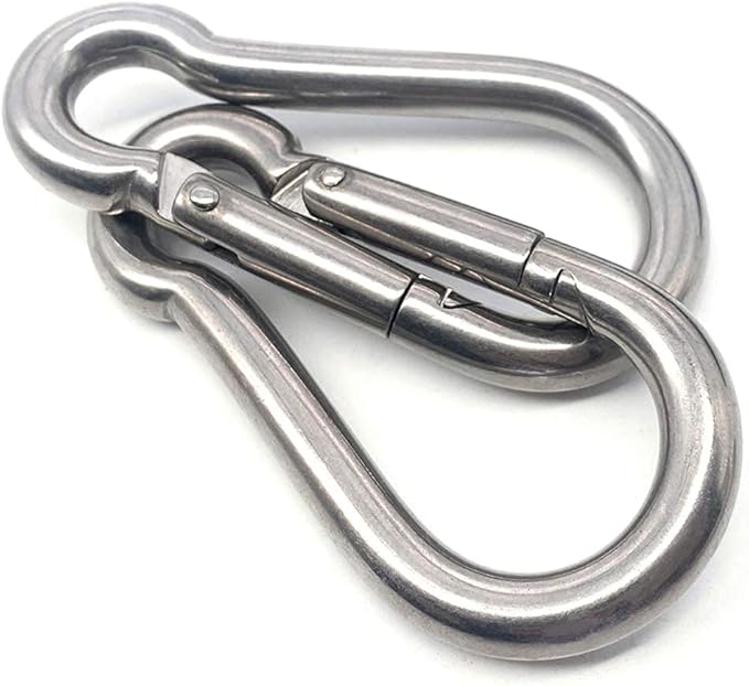 3.15 Inches 4 Inches Stainless Steel Carabiner for Gym Equipment Connection, EFFIET Heavy Duty Spring Snap Hook Clips Buckle for Gym Exercise, Punching Bags, Hiking, Camping
