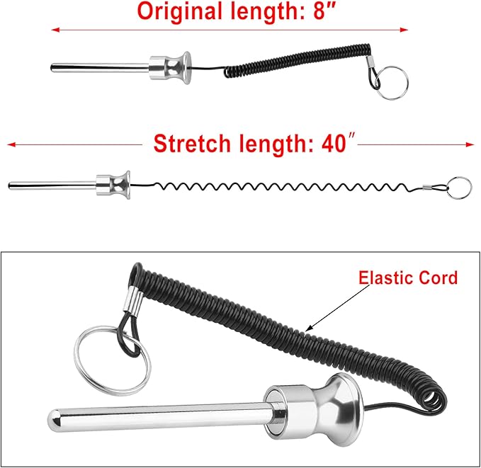 Cosmos Gym Weight Stack Pin Universal Replacement Selector Lock Pin Detent Hitch Pin, Tensile 3/8" Dia. & 4" Locking Space with Lanyard, for Gym Equipment Machine Weight Plate