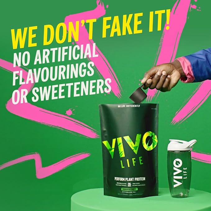 Vivo life Perform Plant Protein Powder - Salted Maca Caramel, Vegan, 7 Servings - 266g / 9.38oz, BCAA Pea & Hemp Blend