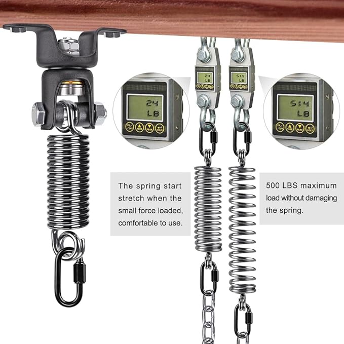 BeneLabel Boxing Bag Hanger with Spring,Heavy Duty Spring & Swivel Mount for Punching Bags, 360° Rotation, Easy to Install