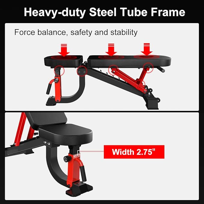 YouTen 1000 LB Adjustable Weight Bench 9-4-4 Almost 90° Incline