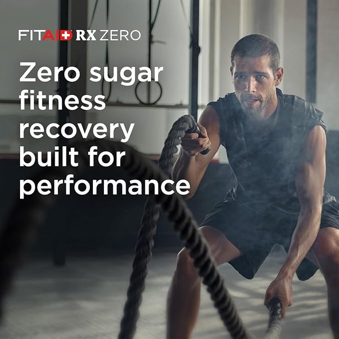 FITAID RX Zero Sugar, Encapsulated Creatine, Workout Recovery Drink, All-In-One Blend, BCAAs, Glucosamine, Turmeric, B-Complex, Naturally Sweetened, Blue Raspberry, 12 Fl Oz (Pack of 12)