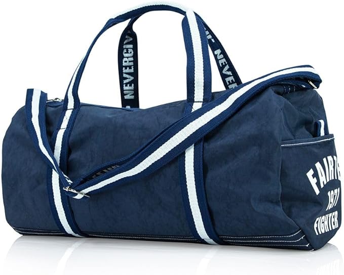 Fairtex BAG9 Retro Style Barrel Bag Thai Boxing Heavy Gym Bag Myay Thai MMA (Navy Blue)