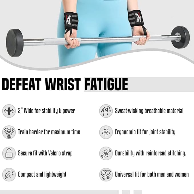 BEAST RAGE Wrist Wraps for Weightlifting - Adjustable Lifting Straps With Thumb Loop for Enhanced Gym Support, Powerlifting, Bodybuilding and Workout
