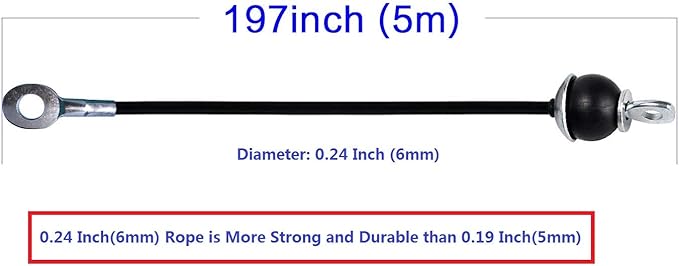 KORIKAHM Fitness Pulley Cable 118/157 / 197/236 Inch, LAT Pulldown Cable Replacement Gym Thick 6mm for Pulley System Cable Machine Accessories, PU Coating Steel Wire Rope with Stopper Ball