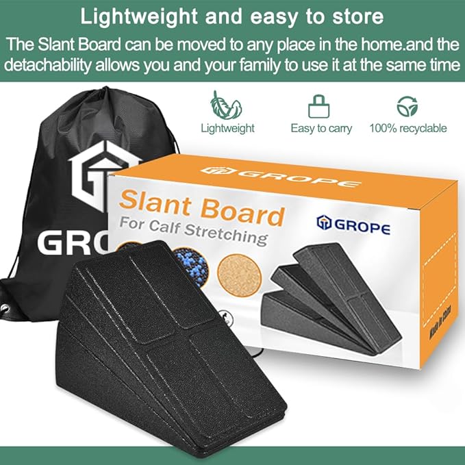 Slant Board Squat Wedge for Calf Stretching,3 Pcs 12" x 6.3" Foot Stretcher Balance Board for Plantar Fasciitis, Adjustable Foam Slant Board Wedge Great for Exercises