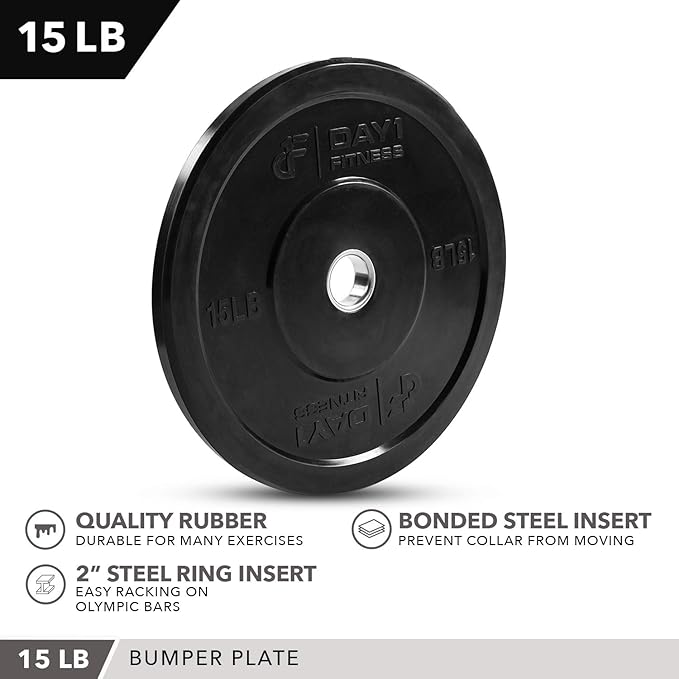 Day 1 Fitness Olympic Bumper Plate 2” – 5 Weight 10lbs to 45lbs -