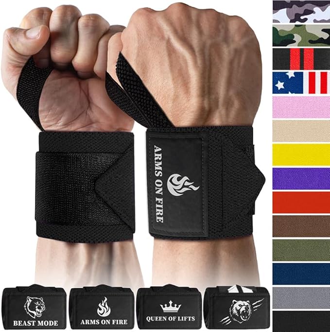TECEUM Weightlifting 18" & 12" Wrist Wraps with Thumb Loop β Heavy Duty Wrist Workout Braces for Men and Women β Ideal for Powerlifting, Strength Training, Bodybuilding