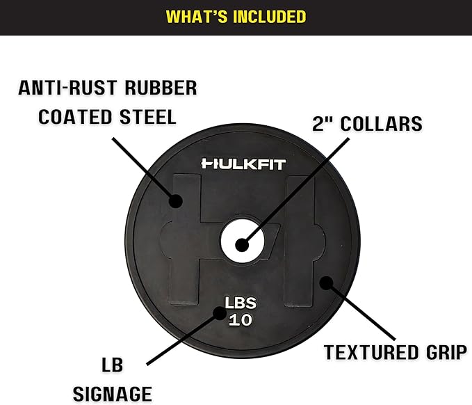 HulkFit 2-inch Rubber Coated Steel Weight Plates Set