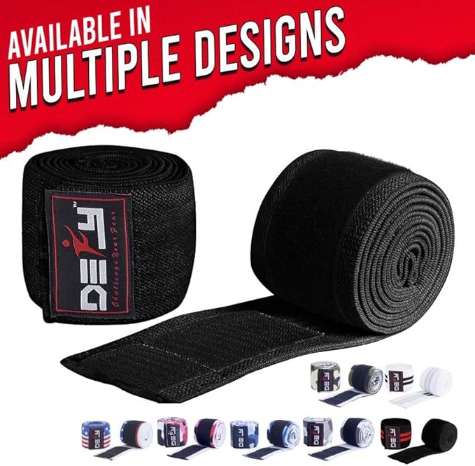 DEFY Sports' Knee Wraps for Weightlifting - Provides Knee Support for Powerlifting, Squats & Fitness Workouts