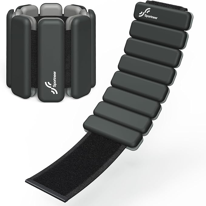 Sportneer Wrist Weights - 1 Pair (1 lb Each) | Adjustable Wearable Weights Silicone Wrist Bangles for Women | Yoga, Dance, Barre, Pilates, Zumba, Swimming, Cardio, Aerobics, Gym