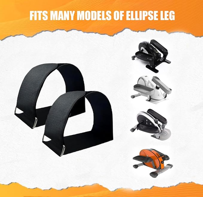 Ellipse Leg Exerciser Machine Pedal Straps, Adjustable Pedal Strap for Elliptical Exercise Machine, Under Desk Elliptical Reusable Straps Fitness Workout Equipment Home Office Sports Accessories