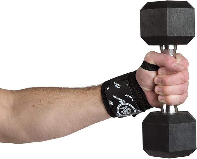 Black Weight Lifting Wrist Wraps - 2 Straps with Thumb Loop & Velcro for Men & Women, Premium Gym Wrist Wraps Support, Ideal for Powerlifting, Crossfit, and Bodybuilding.
