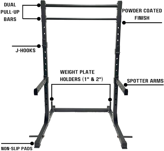 HulkFit Multi-Functional Adjustable Pro Series Squat Stand Squat 2 Pull