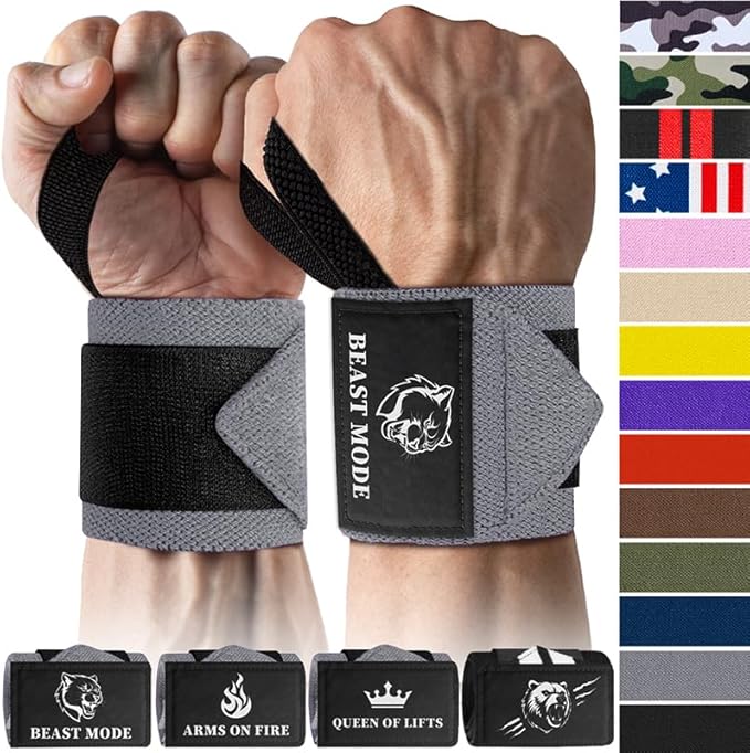 TECEUM Weightlifting 18" & 12" Wrist Wraps with Thumb Loop β Heavy Duty Wrist Workout Braces for Men and Women β Ideal for Powerlifting, Strength Training, Bodybuilding