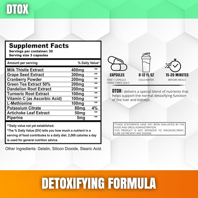 Dtox: Liver and Kidney Support Supplement.