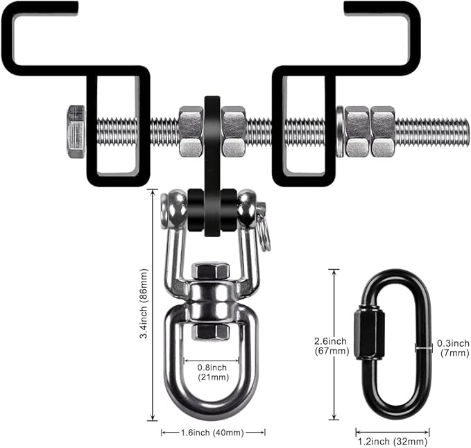 SELEWARE Heavy Duty Steel Beam Clamp, Heavy Bag Mount, Punching Bag Hanger Heavy Duty Holder for Boxing, Muay Thai and MMA Training (with Carabiner)