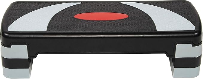 Step Aerobic Platform, Exercise Step with 5 levels Adjustable Height, 4 Stackable Risers, Fitness Training Workout Stepper for Home Gym, Cardio Strength, Multiple Options