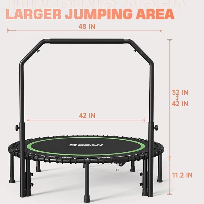 BCAN 450/550 LBS Foldable Mini Trampoline 40"/48"/50" Fitness