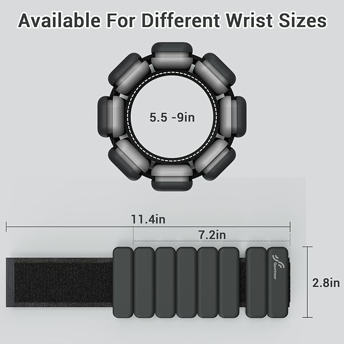 Sportneer Wrist Weights - 1 Pair (1 lb Each) | Adjustable Wearable Weights Silicone Wrist Bangles for Women | Yoga, Dance, Barre, Pilates, Zumba, Swimming, Cardio, Aerobics, Gym