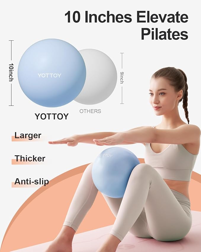 Pilates Ball, 10-inch Exercise Ball with Anti-Burst Technology