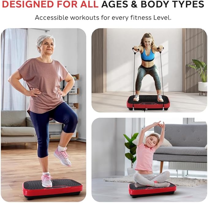 Hurtle Fitness Vibration Platform Machine - Home Gym Whole Body Shaker Exercise Machine Workout Trainer Fast Weight Loss w/Resistance Bands Easy Carry Wheel Remote Adjustable Speed