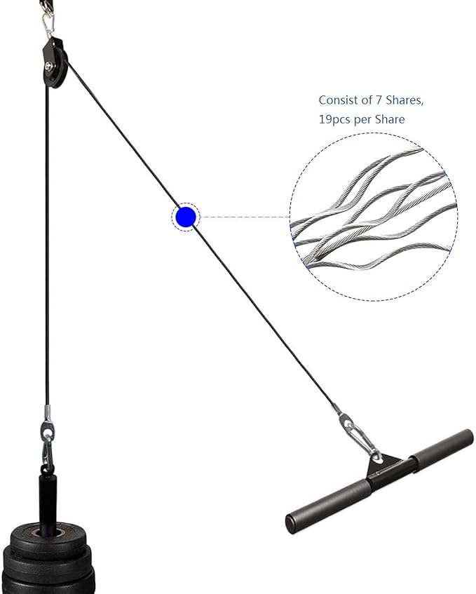 KORIKAHM Fitness Pulley Cable 118/157 / 197/236 Inch, LAT Pulldown Cable Replacement Gym Thick 6mm for Pulley System Cable Machine Accessories, PU Coating Steel Wire Rope with Stopper Ball